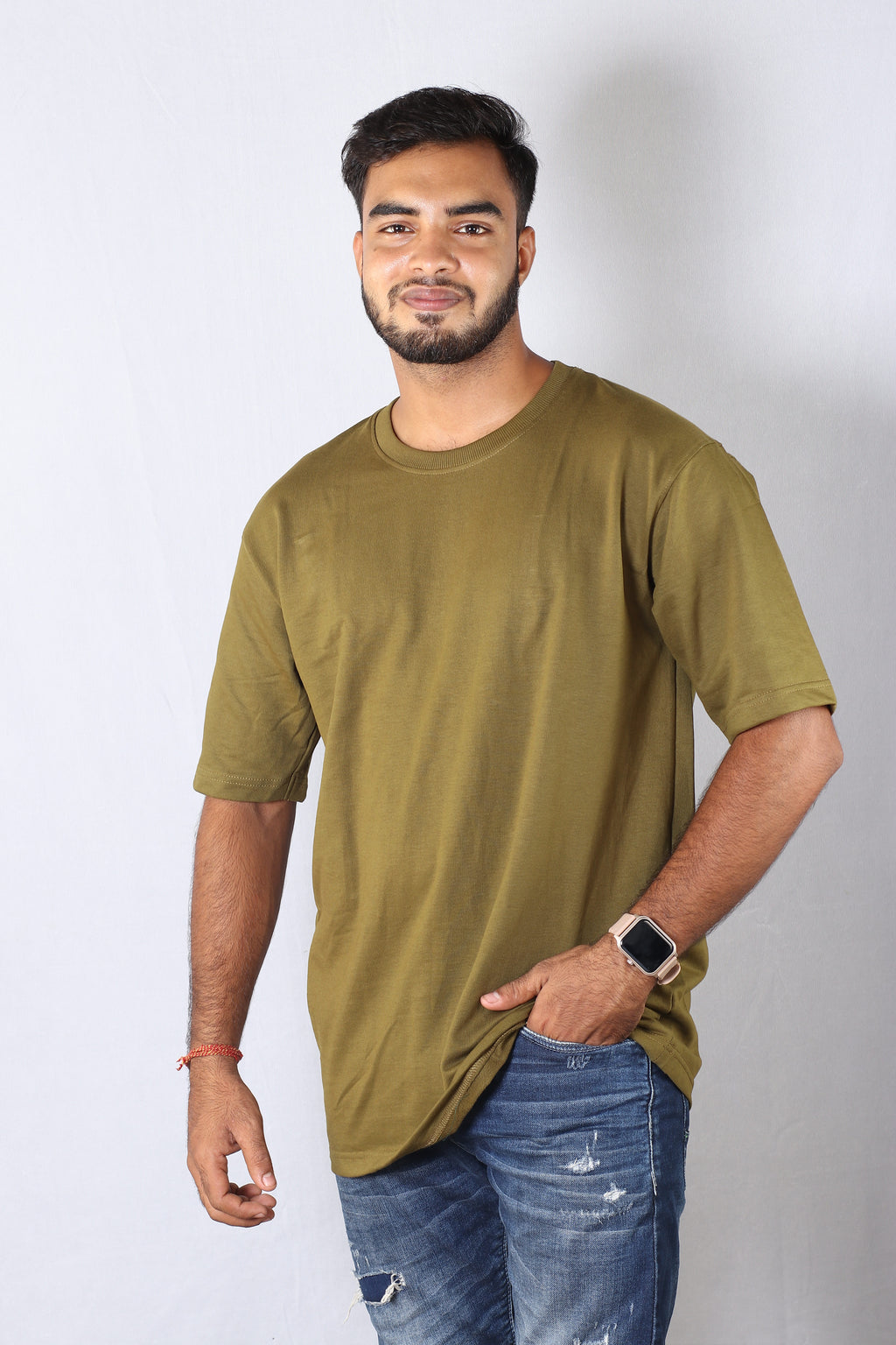 Oversized Plain T-Shirt Olive Green