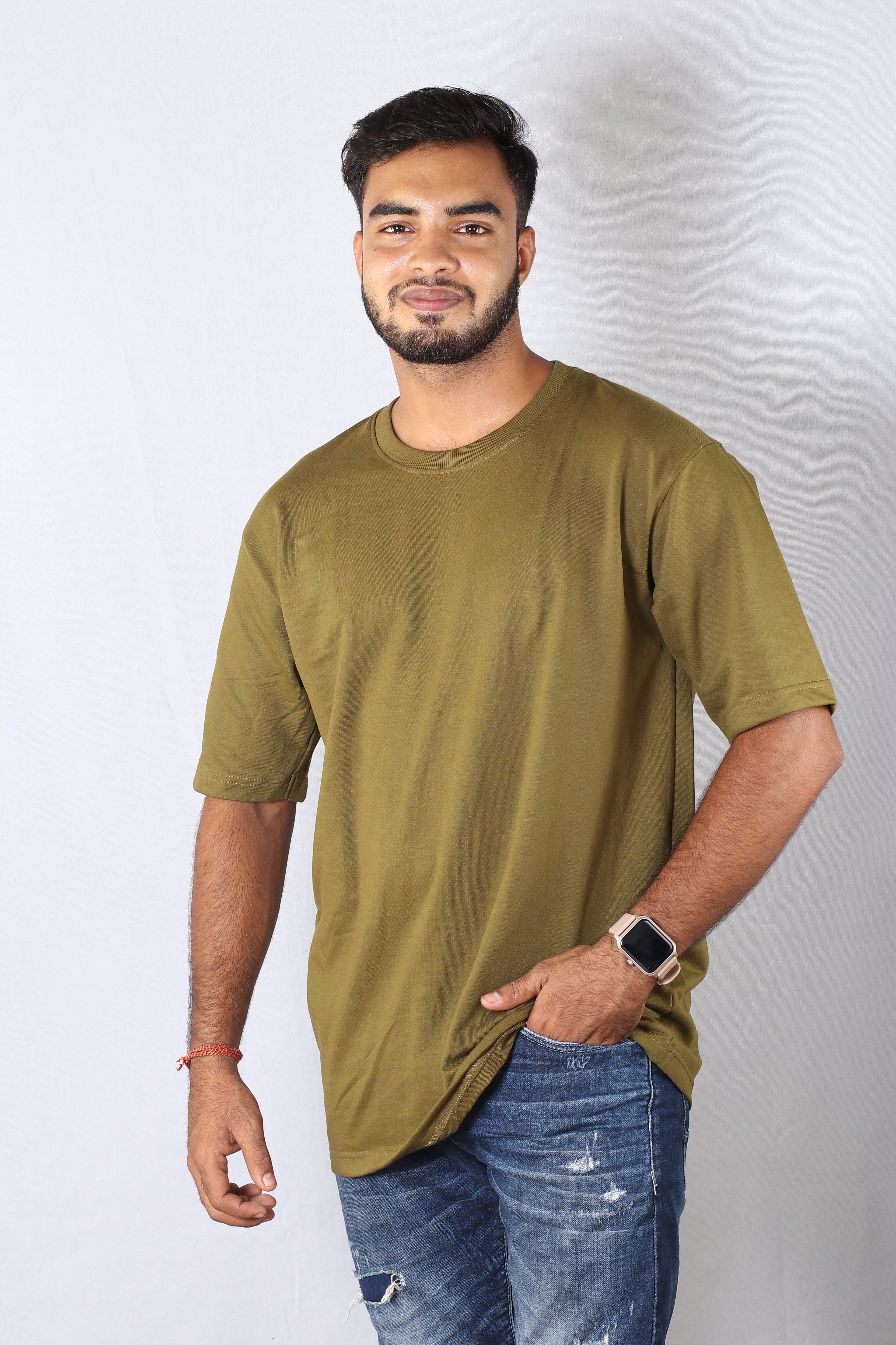 Oversized Plain T-Shirt Olive Green