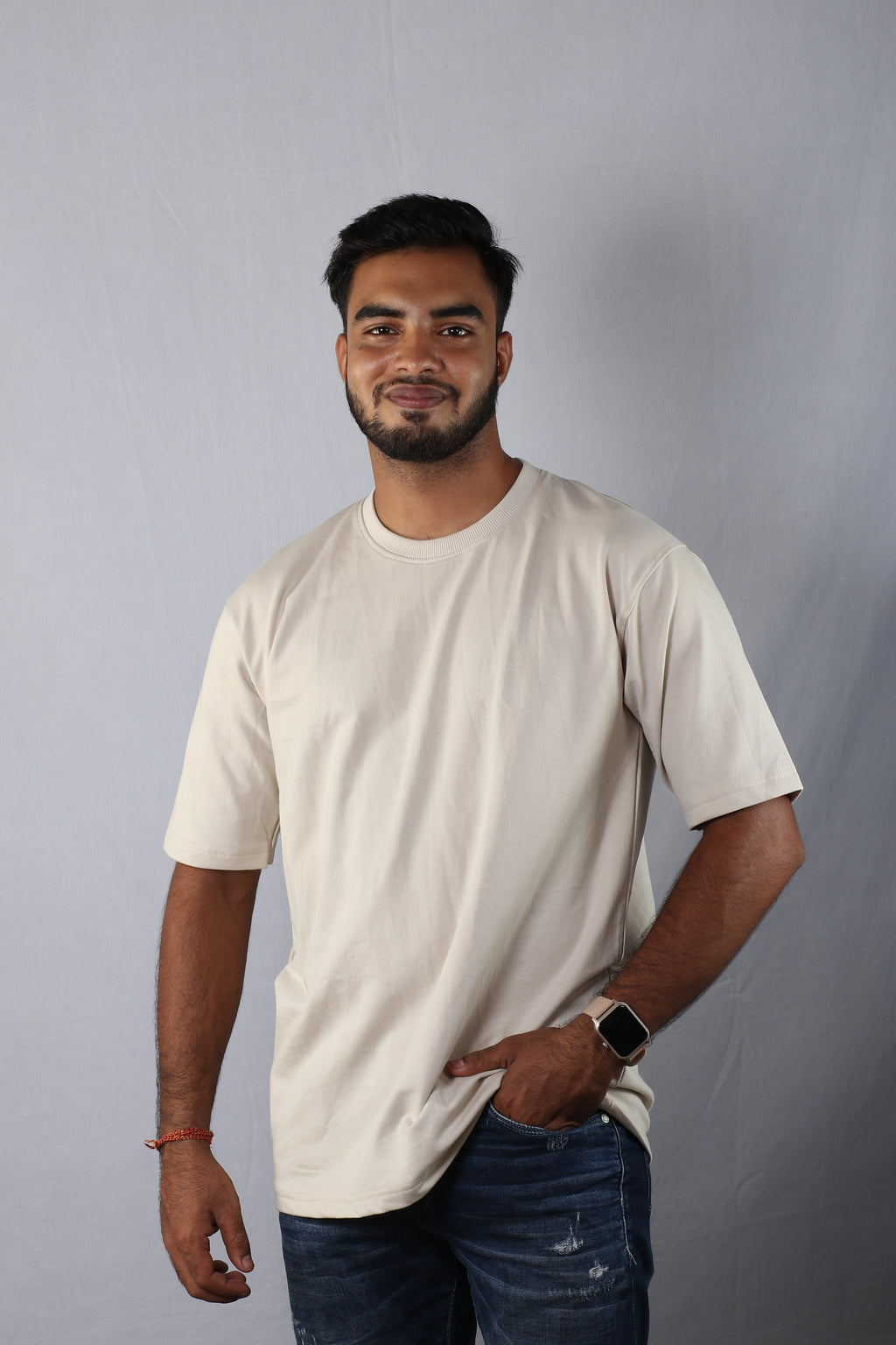 Oversized Plain T-Shirt Beige